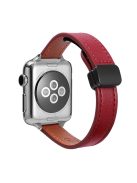 For Apple Watch 10 46mm / Ultra 2 / Ultra 49mm / 9 8 7 45mm / SE (2023) SE (2022) SE 6 5 4 44mm / 3 2 1 42mm Microfiber Leather Band - Wine Red