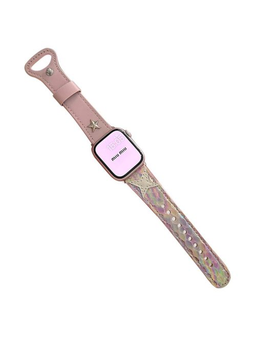 For Apple Watch 10 46mm / Ultra 2 / Ultra 49mm / 9 8 7 45mm / SE (2023) SE (2022) SE 6 5 4 44mm / 3 2 1 42mm Microfiber Leather Watch Strap - Color Pink