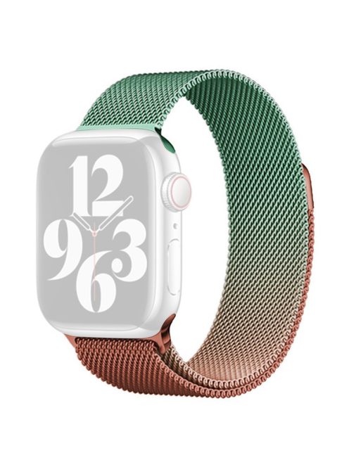 For Apple Watch 10 46mm / Ultra 2 / Ultra 49mm / 9 8 7 45mm / SE (2023) SE (2022) SE 6 5 4 44mm / 3 2 1 42mm Milanese Mesh Watchband - Orange+Light Green