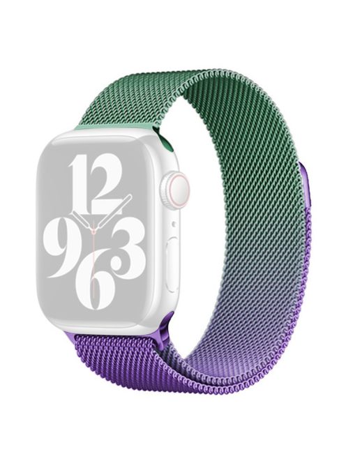 For Apple Watch 10 46mm / Ultra 2 / Ultra 49mm / 9 8 7 45mm / SE (2023) SE (2022) SE 6 5 4 44mm / 3 2 1 42mm Milanese Mesh Watchband - Purple+Light Green