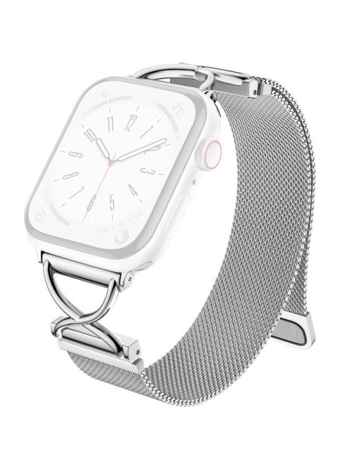 For Apple Watch 10 46mm / Ultra 2 / Ultra 49mm / 9 8 7 45mm / SE (2023) SE (2022) SE 6 5 4 44mm / 3 2 1 42mm Milanese Metal Silver Band