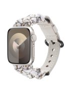 For Apple Watch 10 46mm / Ultra 2 / Ultra 49mm / 9 8 7 45mm / SE (2023) SE (2022) SE 6 5 4 44mm / 3 2 1 42mm Nuts Deco Watch Band - White+Khaki