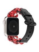 For Apple Watch 10 46mm / Ultra 2 / Ultra 49mm / 9 8 7 45mm / SE (2023) SE (2022) SE 6 5 4 44mm / 3 2 1 42mm Nuts Decorwatch Band  - Black+Red Camo