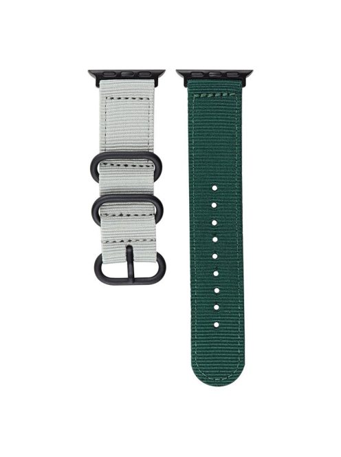 For Apple Watch 10 46mm / Ultra 2 / Ultra 49mm / 9 8 7 45mm / SE (2023) SE (2022) SE 6 5 4 44mm / 3 2 1 42mm Nylon Band Sport Wrist Strap - Grey+Green