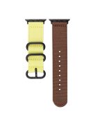 For Apple Watch 10 46mm / Ultra 2 / Ultra 49mm / 9 8 7 45mm / SE (2023) SE (2022) SE 6 5 4 44mm / 3 2 1 42mm Nylon Band Sport Wrist Strap - Yellow+Tan