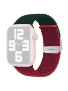 For Apple Watch 10 46mm / Ultra 2 / Ultra 49mm / 9 8 7 45mm / SE (2023) SE (2022) SE 6 5 4 44mm / 3 2 1 42mm Nylon Bracelet Strap - Green+Wine Red