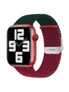 For Apple Watch 10 46mm / Ultra 2 / Ultra 49mm / 9 8 7 45mm / SE (2023) SE (2022) SE 6 5 4 44mm / 3 2 1 42mm Nylon Bracelet Strap - Green+Wine Red