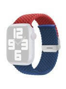 For Apple Watch 10 46mm / Ultra 2 / Ultra 49mm / 9 8 7 45mm / SE (2023) SE (2022) SE 6 5 4 44mm / 3 2 1 42mm Nylon Bracelet Strap - Red+Blue