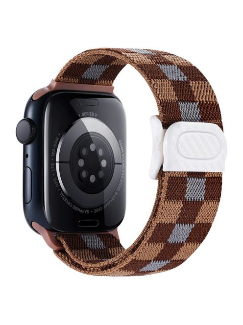 For Apple Watch 10 46mm / Ultra 2 / Ultra 49mm / 9 8 7 45mm / SE (2023) SE (2022) SE 6 5 4 44mm / 3 2 1 42mm Nylon Watch Strap - Plaid Brown