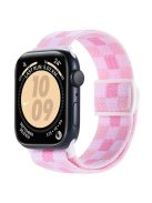 For Apple Watch 10 46mm / Ultra 2 / Ultra 49mm / 9 8 7 45mm / SE (2023) SE (2022) SE 6 5 4 44mm / 3 2 1 42mm Nylon Watch Strap - Plaid Pink