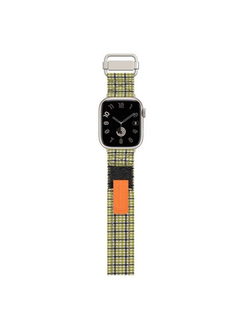 For Apple Watch 10 46mm / Ultra 2 / Ultra 49mm / 9 8 7 45mm / SE (2023) SE (2022) SE 6 5 4 44mm / 3 2 1 42mm Nylon Watchband - Green Grids