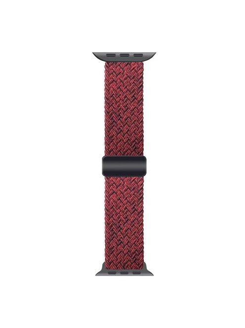 For Apple Watch 10 46mm / Ultra 2 / Ultra 49mm / 9 8 7 45mm / SE (2023) SE (2022) SE 6 5 4 44mm / 3 2 1 42mm Nylon Wristband Bracelet - Red+Black