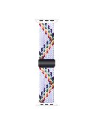 For Apple Watch 10 46mm / Ultra 2 / Ultra 49mm / 9 8 7 45mm / SE (2023) SE (2022) SE 6 5 4 44mm / 3 2 1 42mm Nylon Wristband Bracelet - White+Rainbow