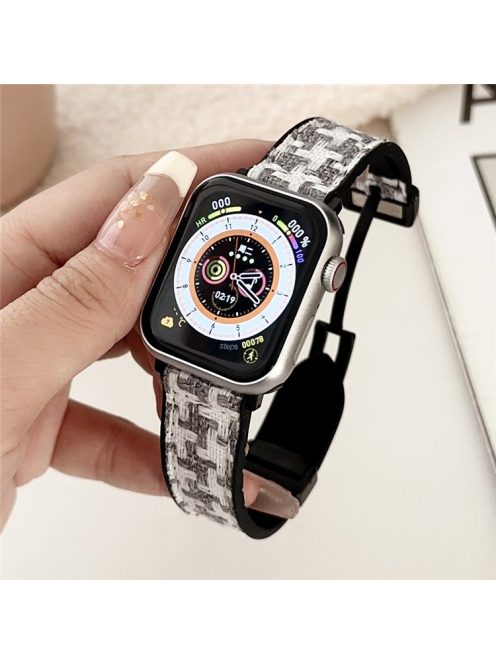 For Apple Watch 10 46mm / Ultra 2 / Ultra 49mm / 9 8 7 45mm / SE (2023) SE (2022) SE 6 5 4 44mm / 3 2 1 42mm Nylon+Silicone Strap - Grey+White