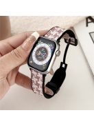 For Apple Watch 10 46mm / Ultra 2 / Ultra 49mm / 9 8 7 45mm / SE (2023) SE (2022) SE 6 5 4 44mm / 3 2 1 42mm Nylon+Silicone Strap - Pink+White