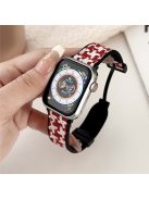 For Apple Watch 10 46mm / Ultra 2 / Ultra 49mm / 9 8 7 45mm / SE (2023) SE (2022) SE 6 5 4 44mm / 3 2 1 42mm Nylon+Silicone Strap - Red+White