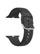 For Apple Watch 10 46mm / Ultra 2 / Ultra 49mm / 9 8 7 45mm / SE (2023) SE (2022) SE 6 5 4 44mm / 3 2 1 42mm Pattern Imprinted Silicone Strap - Black