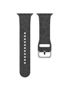 For Apple Watch 10 46mm / Ultra 2 / Ultra 49mm / 9 8 7 45mm / SE (2023) SE (2022) SE 6 5 4 44mm / 3 2 1 42mm Pattern Imprinted Silicone Strap - Black