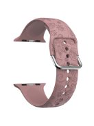 For Apple Watch 10 46mm / Ultra 2 / Ultra 49mm / 9 8 7 45mm / SE (2023) SE (2022) SE 6 5 4 44mm / 3 2 1 42mm Pattern Imprinted Silicone Strap - Light Coffee