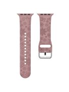 For Apple Watch 10 46mm / Ultra 2 / Ultra 49mm / 9 8 7 45mm / SE (2023) SE (2022) SE 6 5 4 44mm / 3 2 1 42mm Pattern Imprinted Silicone Strap - Light Coffee