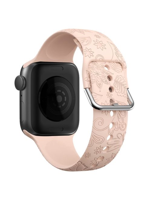 For Apple Watch 10 46mm / Ultra 2 / Ultra 49mm / 9 8 7 45mm / SE (2023) SE (2022) SE 6 5 4 44mm / 3 2 1 42mm Pattern Imprinted Silicone Strap - Pink