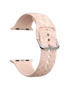 For Apple Watch 10 46mm / Ultra 2 / Ultra 49mm / 9 8 7 45mm / SE (2023) SE (2022) SE 6 5 4 44mm / 3 2 1 42mm Pattern Imprinted Silicone Strap - Pink