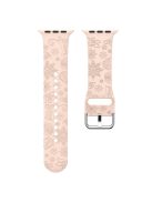 For Apple Watch 10 46mm / Ultra 2 / Ultra 49mm / 9 8 7 45mm / SE (2023) SE (2022) SE 6 5 4 44mm / 3 2 1 42mm Pattern Imprinted Silicone Strap - Pink