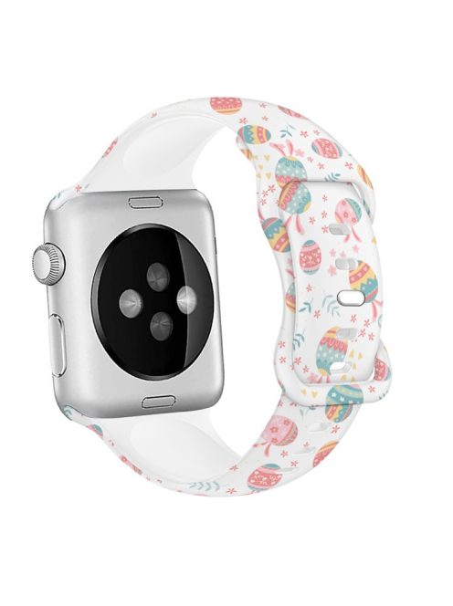 For Apple Watch 10 46mm / Ultra 2 / Ultra 49mm / 9 8 7 45mm / SE (2023) SE (2022) SE 6 5 4 44mm / 3 2 1 42mm Pattern Silicone Watch Band - Easter Pattern 7