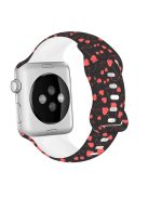 For Apple Watch 10 46mm / Ultra 2 / Ultra 49mm / 9 8 7 45mm / SE (2023) SE (2022) SE 6 5 4 44mm / 3 2 1 42mm Pattern Silicone Watch Band - Red Heart 05