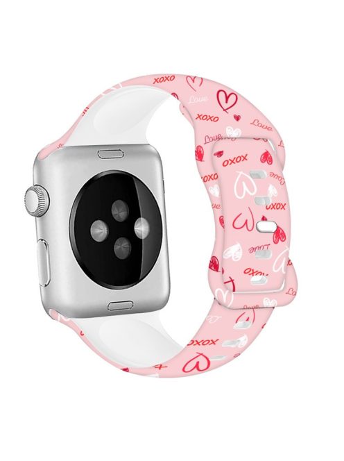 For Apple Watch 10 46mm / Ultra 2 / Ultra 49mm / 9 8 7 45mm / SE (2023) SE (2022) SE 6 5 4 44mm / 3 2 1 42mm Pattern Silicone Watch Band - XO Heart 04