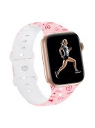 For Apple Watch 10 46mm / Ultra 2 / Ultra 49mm / 9 8 7 45mm / SE (2023) SE (2022) SE 6 5 4 44mm / 3 2 1 42mm Pattern Silicone Watch Band - XO Heart 04