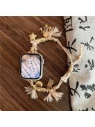 For Apple Watch 10 46mm / Ultra 2 / Ultra 49mm / 9 8 7 45mm / SE (2023) SE (2022) SE 6 5 4 44mm / 3 2 1 42mm Peace Lock Pendant Woven Rope Strap - Apricot