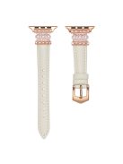 For Apple Watch 10 46mm / Ultra 2 / Ultra 49mm / 9 8 7 45mm / SE (2023) SE (2022) SE 6 5 4 44mm / 3 2 1 42mm Pearl Adjustable Watch Band - Beige