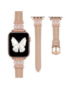 For Apple Watch 10 46mm / Ultra 2 / Ultra 49mm / 9 8 7 45mm / SE (2023) SE (2022) SE 6 5 4 44mm / 3 2 1 42mm Pearl Adjustable Watch Band - Deep Pink