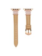 For Apple Watch 10 46mm / Ultra 2 / Ultra 49mm / 9 8 7 45mm / SE (2023) SE (2022) SE 6 5 4 44mm / 3 2 1 42mm Pearl Adjustable Watch Band - Khaki