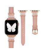 For Apple Watch 10 46mm / Ultra 2 / Ultra 49mm / 9 8 7 45mm / SE (2023) SE (2022) SE 6 5 4 44mm / 3 2 1 42mm Pearl Adjustable Watch Band - Light Pink