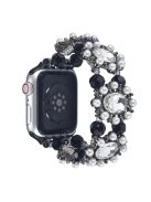 For Apple Watch 10 46mm / Ultra 2 / Ultra 49mm / 9 8 7 45mm / SE (2023) SE (2022) SE 6 5 4 44mm / 3 2 1 42mm Pearl Bracelet Watch Band - Rose Gold - Black