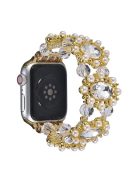 For Apple Watch 10 46mm / Ultra 2 / Ultra 49mm / 9 8 7 45mm / SE (2023) SE (2022) SE 6 5 4 44mm / 3 2 1 42mm Pearl Bracelet Watch Band - Rose Gold - Gold