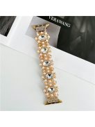 For Apple Watch 10 46mm / Ultra 2 / Ultra 49mm / 9 8 7 45mm / SE (2023) SE (2022) SE 6 5 4 44mm / 3 2 1 42mm Pearl Bracelet Watch Band - Rose Gold - Rose Gold