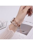 For Apple Watch 10 46mm / Ultra 2 / Ultra 49mm / 9 8 7 45mm / SE (2023) SE (2022) SE 6 5 4 44mm / 3 2 1 42mm Pearl Chain Stainless Steel Watch Strap - Rose Gold