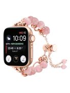 For Apple Watch 10 46mm / Ultra 2 / Ultra 49mm / 9 8 7 45mm / SE (2023) SE (2022) SE 6 5 4 44mm / 3 2 1 42mm Pearls Watch Band - Pink Pearl / Rose Gold