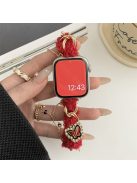 For Apple Watch 10 46mm / Ultra 2 / Ultra 49mm / 9 8 7 45mm / SE (2023) SE (2022) SE 6 5 4 44mm / 3 2 1 42mm Plush Soft Wrist Strap - Red / Butterfly