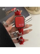 For Apple Watch 10 46mm / Ultra 2 / Ultra 49mm / 9 8 7 45mm / SE (2023) SE (2022) SE 6 5 4 44mm / 3 2 1 42mm Plush Soft Wrist Strap - Red / Star Moon