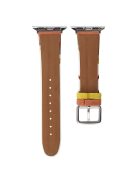 For Apple Watch 10 46mm / Ultra 2 / Ultra 49mm / 9 8 7 45mm / SE (2023) SE (2022) SE 6 5 4 44mm / 3 2 1 42mm PU Leather Band - Apricot (Silver Buckle)