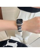 For Apple Watch 10 46mm / Ultra 2 / Ultra 49mm / 9 8 7 45mm / SE (2023) SE (2022) SE 6 5 4 44mm / 3 2 1 42mm PU Leather Band - Grey+Silver (Black Buckle)