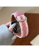 For Apple Watch 10 46mm / Ultra 2 / Ultra 49mm / 9 8 7 45mm / SE (2023) SE (2022) SE 6 5 4 44mm / 3 2 1 42mm PU Leather Band - Pink (Silver Buckle)