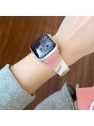 For Apple Watch 10 46mm / Ultra 2 / Ultra 49mm / 9 8 7 45mm / SE (2023) SE (2022) SE 6 5 4 44mm / 3 2 1 42mm PU Leather Band - Pink+Purple (Silver Buckle)