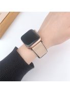 For Apple Watch 10 46mm / Ultra 2 / Ultra 49mm / 9 8 7 45mm / SE (2023) SE (2022) SE 6 5 4 44mm / 3 2 1 42mm PU Leather Coated Silicone Band - Apricot