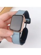 For Apple Watch 10 46mm / Ultra 2 / Ultra 49mm / 9 8 7 45mm / SE (2023) SE (2022) SE 6 5 4 44mm / 3 2 1 42mm PU Leather Coated Silicone Band - Blue