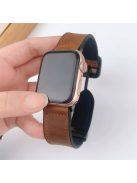 For Apple Watch 10 46mm / Ultra 2 / Ultra 49mm / 9 8 7 45mm / SE (2023) SE (2022) SE 6 5 4 44mm / 3 2 1 42mm PU Leather Coated Silicone Band - Dark Brown